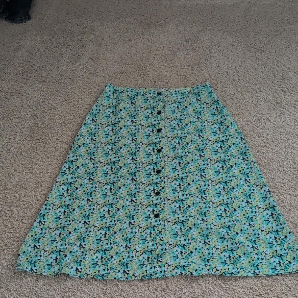 Christopher & Banks Blue and Black A-Line Skirt